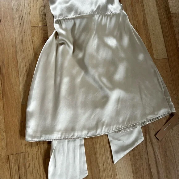 REFORMATION riviera silk mini dress bow back champagne romantic bride size 8 - Picture 9 of 14